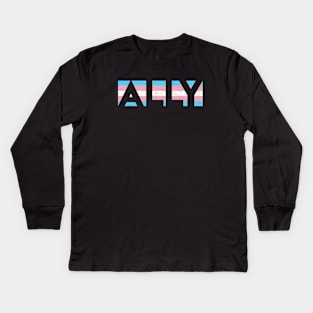 Transgender Pride Flag Ally Kids Long Sleeve T-Shirt